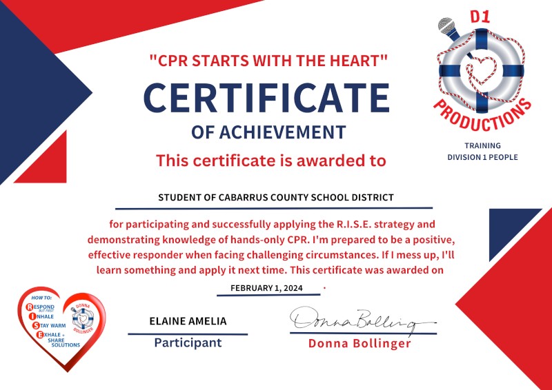 CPR Starts with the Heart certificate